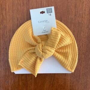 😊FREE😊 George Yellow Knitted Hat with Bow Detail (up to size 3T)